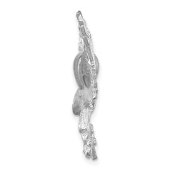 14K White Gold Diamond-Cut Eagle Pendant with Rhodium Finish for Men