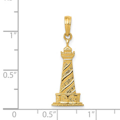 14K Gold Lighthouse Pendant for Men with Textured Back