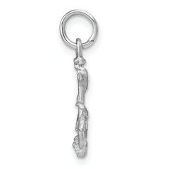 14K White Gold 3D Diamond-Cut Anchor Charm for Men Polished Solid Design