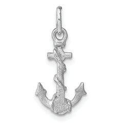 14K White Gold 3D Diamond-Cut Anchor Charm for Men Polished Solid Design