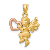 14k Two-tone Satin Angel Charm