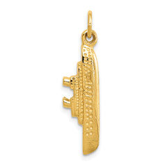 14K Gold 3D Cruise Ship Charm for Men  Polished Solid Design