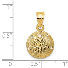 14K Gold Sand Dollar Pendant with Polished Laser-Cut Design