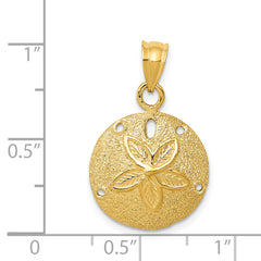 14K Gold Polished Sand Dollar Pendant with Laser-Cut Detailing