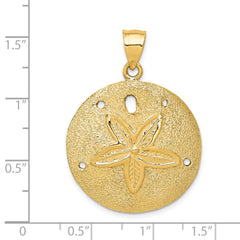 14K Gold Solid Polished Laser-Cut Sand Dollar Pendant for Men | Elegant & Textured