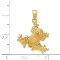 14K Gold Solid Polished 3D Moveable Frog Pendant for Men