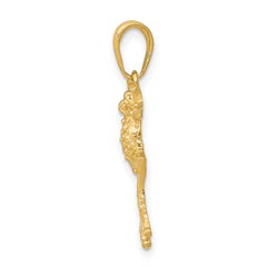 14K Gold Polished Frog Pendant for Men Casted Solid Charm