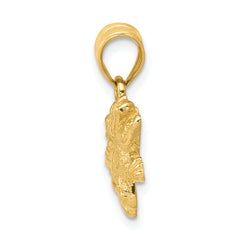 14K Gold Crocodile Pendant for Men Polished Open-Back Design