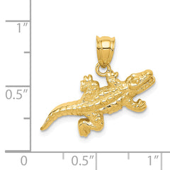 14K Gold Crocodile Pendant for Men Polished Open-Back Design
