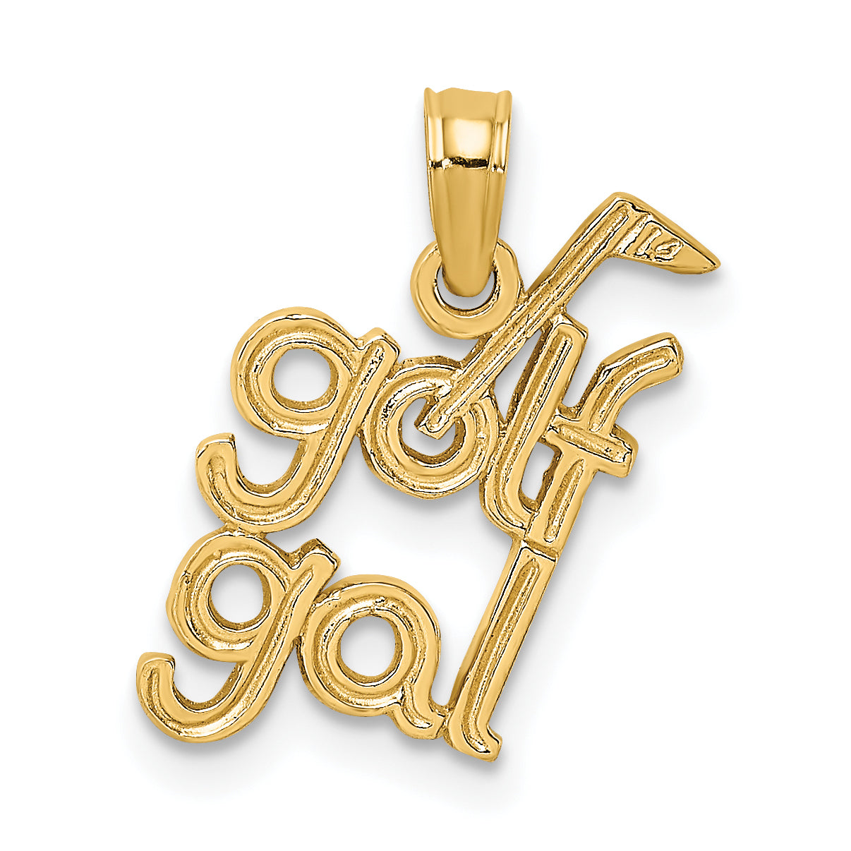 14K Solid Polished GOLF GAL Charm
