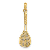 14K Solid Polished 3-D Tennis Racquet Charm