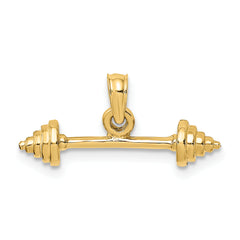 14K Solid Polished 3-D Dumbbell Charm