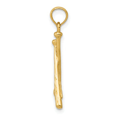 14K Gold Polished Open-Back Baseball Bat Pendant for Men Elegant Themed Charm
