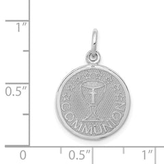 14K White Gold Communion Charm with Rhodium Plating Elegant Solid Design