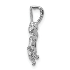 14K White Gold 3D Angel Pendant with Satin Finish, 20mm Elegant Design