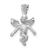 14k 3D White Gold Satin Angel Pendant