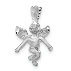 14k 3D White Gold Satin Angel Pendant