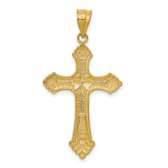 14K Gold Polished Cross Pendant with Solid Casted Design