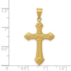 14K Gold Polished Cross Pendant with Solid Casted Design