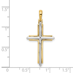 14K Two-Tone Gold Fancy Cross Pendant with Polished Finish Elegant Design