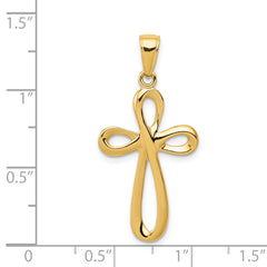 14K Gold Polished Cross Pendant Solid Cast Design by Sophia Jewelers