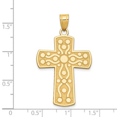 14K Gold Polished Cross Pendant with Serenity Prayer Reversible Design