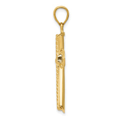 14K Gold Twisted Cross Pendant with Polished Finish Elegant Charm