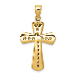 14K Gold Twisted Cross Pendant with Polished Finish Elegant Charm