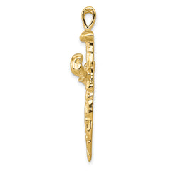 14K Gold Nail Cross Charm with Polished Finish Solid & Elegant
