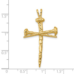 14K Gold Nail Cross Charm with Polished Finish Solid & Elegant