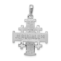 14K White Gold Jerusalem Cross Pendant with Polished Reversible Design