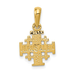 14K Gold Jerusalem Cross Charm with Polished Reversible Design