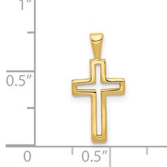 14K Gold Cross Charm Pendant with Sleek Yellow Finish 19mm