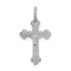 14K White Gold Diamond-Cut Crucifix Charm with Rhodium Finish