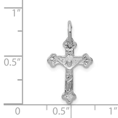 14K White Gold Diamond-Cut Crucifix Charm with Rhodium Finish