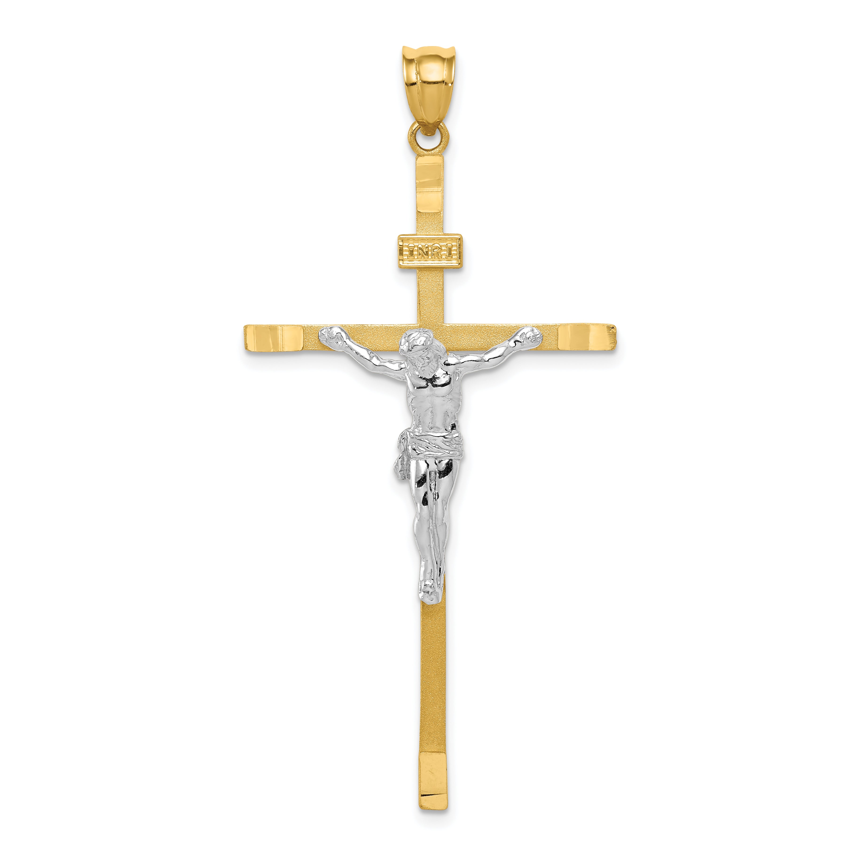 14k Two-tone Crucifix Pendant