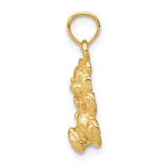 14K Gold Teddy Bear Charm Solid, Casted, Themed Design.