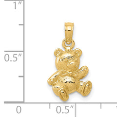 14K Gold Teddy Bear Charm Solid, Casted, Themed Design.