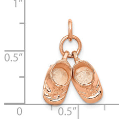 14K Rose Gold 3D Moveable Baby Shoes Charm Elegant Themed Pendant