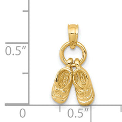 14K Gold 3D Moveable Baby Shoes Charm Solid and Elegant Gift
