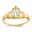 Cubic Zirconia Birthstone Claddagh Heart Ring in 14K Yellow Gold, 16mm, Size 7 - Sophia Jewelers