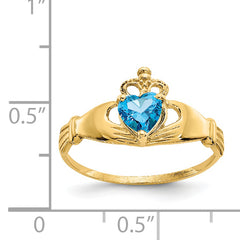 14k CZ December Birthstone Claddagh Heart Ring
