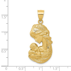14K Gold Mother Holding Child Charm Solid Satin Polished Elegance