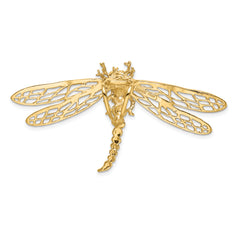 14K Gold Dragonfly Slide Pendant with Polished Textured Finish
