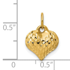 14K Gold 3D Heart Pendant with Polished Textured Finish Elegant Gift