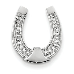 14K White Gold Horseshoe Charm Pendant with Rhodium Finish, Solid and Casted