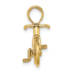 14K Gold 3D Moveable Bicycle Charm with Polished Finish
