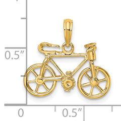 14K Gold 3D Moveable Bicycle Charm with Polished Finish