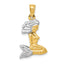 14K with White Rhodium 3-D Mermaid Pendant