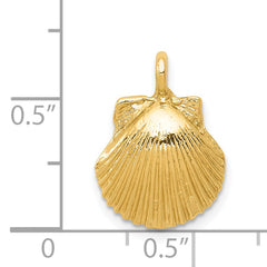 14K Gold Polished Seashell Pendant with Textured Design
